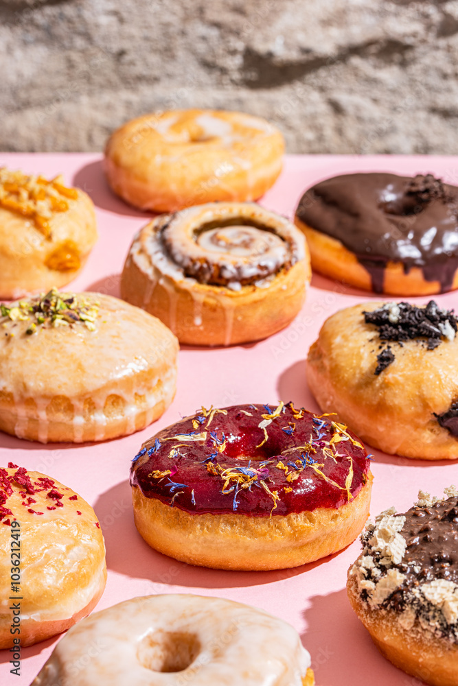 Vegan Donuts and Pastries with Various Cream Fillings and Toppings Vegan Donuts and Pastries with Various Cream Fillings and Toppings