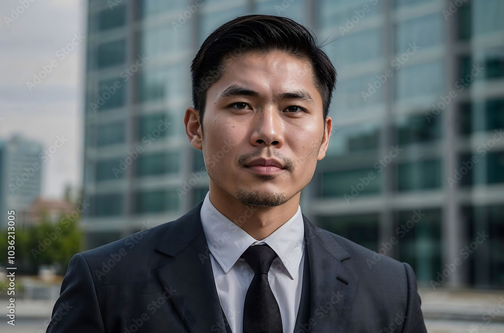 Young businessman is posing for a portrait in the city Young businessman is posing for a portrait in the city