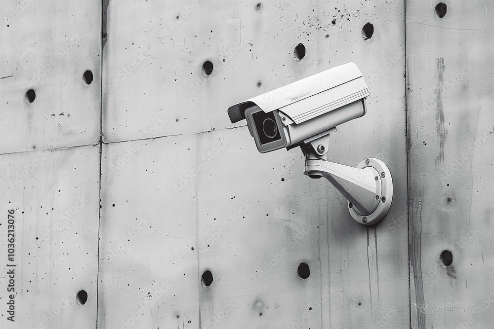security camera isolated on concrete wall. Safety and security concept. security camera isolated on concrete wall. Safety and security concept.