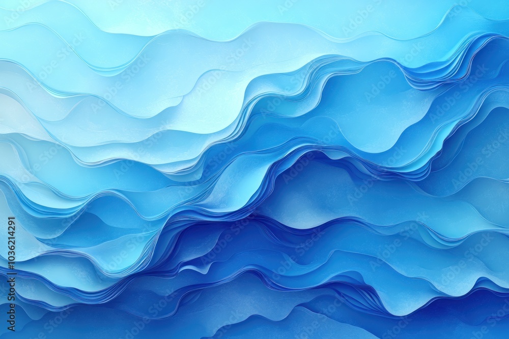 Fototapeta premium Abstract Blue Wavy Pattern with 3D Effect