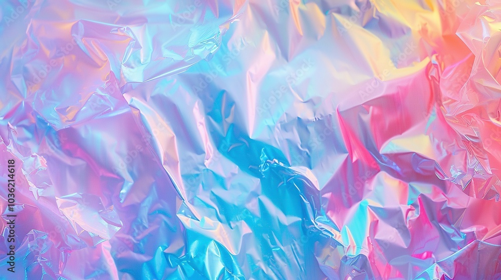Fototapeta premium Abstract Background of Crinkled Iridescent Foil