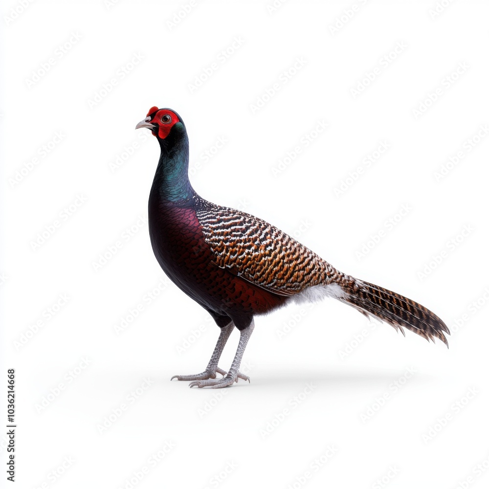 Fototapeta premium Elegant Kalij Pheasant on White Background