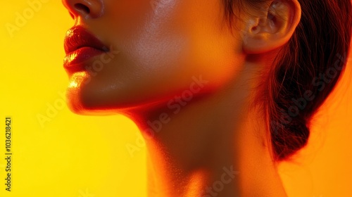 Closeup Portrait of a Woman's Face with a Dramatic Lighting