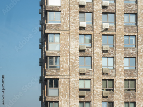 Sunny Day with Blue Sky and High-Rise Buildings in a Newly Developed Residential District