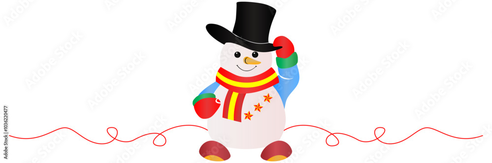 Christmas decoration snowman line art style vector illustration Christmas decoration snowman line art style vector illustration