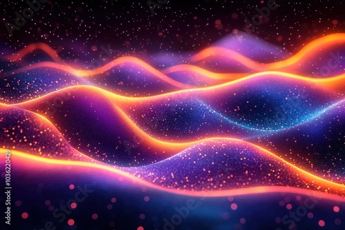 Abstract Colorful Waves of Light and Glitter