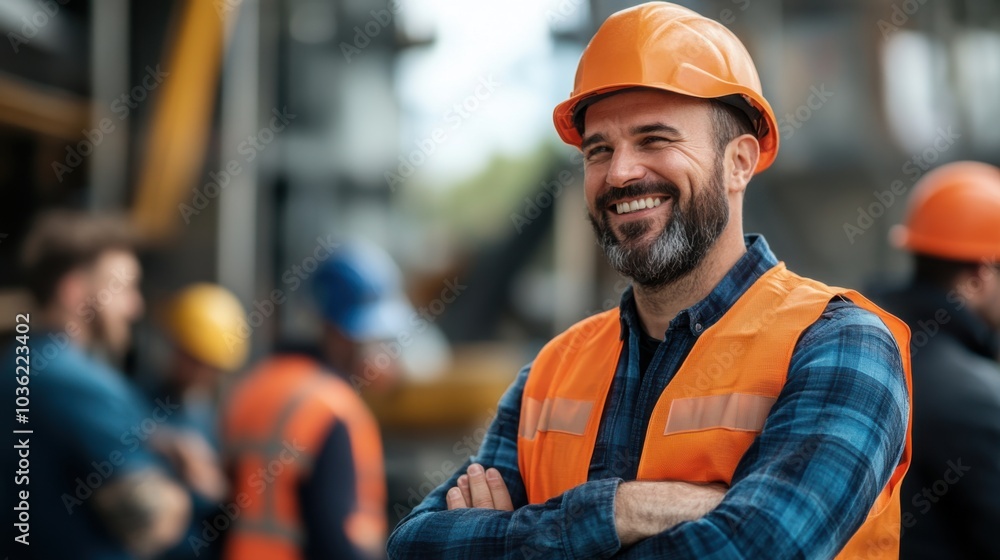 Safety Trainer at Construction Site Smiling Safety Trainer at Construction Site Smiling