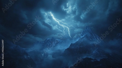 Lightning Storm Over Majestic Mountains