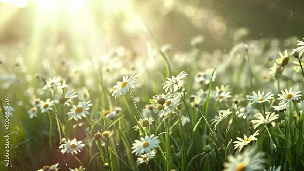 A peaceful field of daisies dancing in the sunlight, Video A peaceful field of daisies dancing in the sunlight, Video