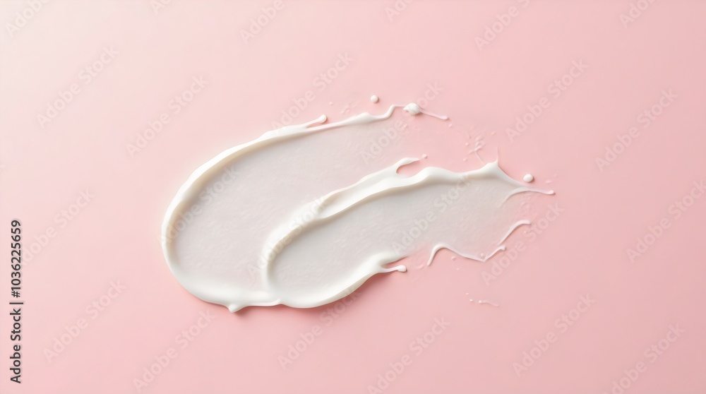 Cream Cosmetic Anti-Aging Texture Stroke Composition Isolated on Pink Background. Hyaluronic Acid Skincare Moisturizer Product Cream Cosmetic Anti-Aging Texture Stroke Composition Isolated on Pink Background. Hyaluronic Acid Skincare Moisturizer Product