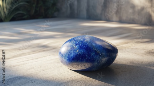 Blue Stone on a Sunlit Surface in Natural Setting