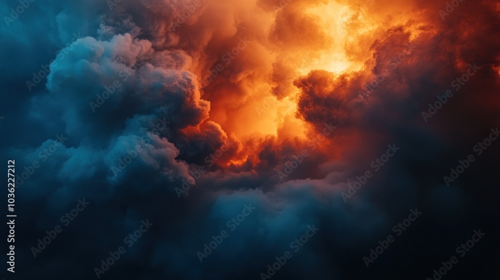 Dramatic Sky with Orange and Blue Clouds Dramatic Sky with Orange and Blue Clouds
