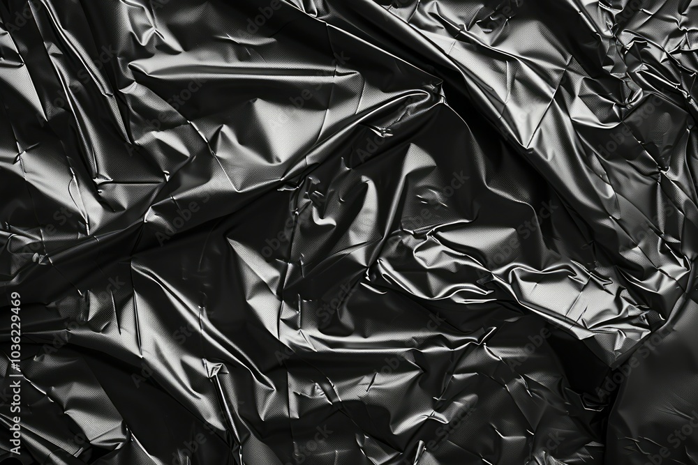 Photo of Crumpled sheet of black polythene plastic wrap. Background texture for backdrops or mapping Photo of Crumpled sheet of black polythene plastic wrap. Background texture for backdrops or mapping