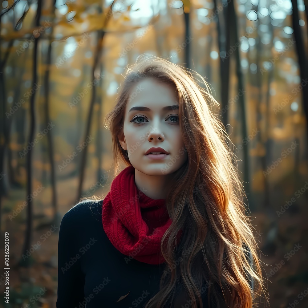 Beauty portrait of a woman in the forest, elegant Beauty portrait of a woman in the forest, elegant