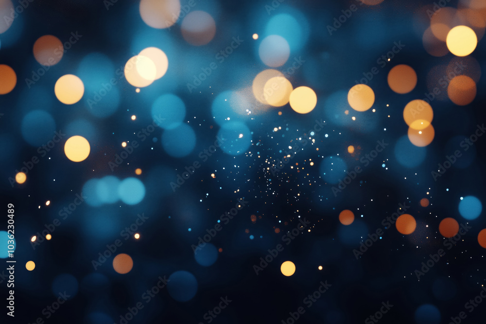 Festive dark blue abstract background with glowing bokeh lights Festive dark blue abstract background with glowing bokeh lights