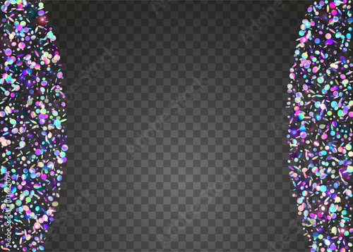 Carnival Tinsel. Party Serpentine. Holographic Background. Modern Design. 3d Abstract Backdrop. Glare Pattern. Cristal Dust. Purple Disco Effect. Pink Carnival Tinsel