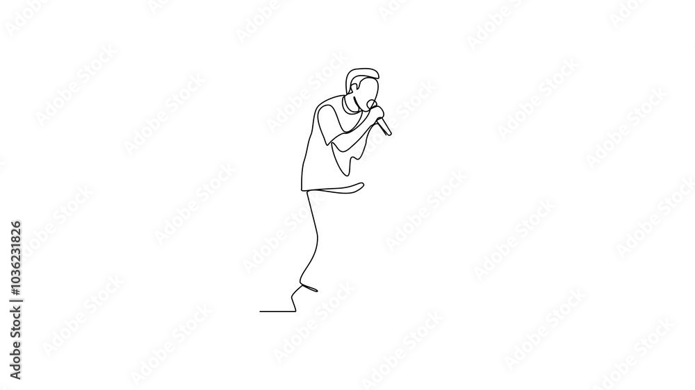 Animated self drawing of Vocalist video illustration. Vocalist design in simple continuous linear style video concept. Music themes design video for educational presentation and business purpose. Animated self drawing of Vocalist video illustration. Vocalist design in simple continuous linear style video concept. Music themes design video for educational presentation and business purpose.