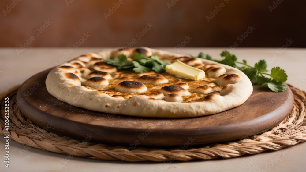 Traditional Indian naan made with wholesome whole wheat flour at home Traditional Indian naan made with wholesome whole wheat flour at home