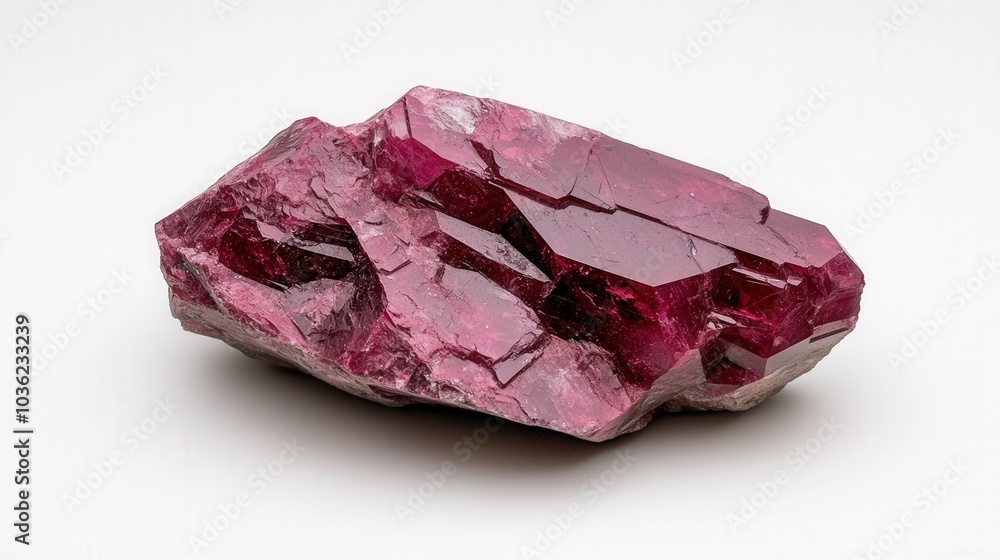 A striking deep red uncut garnet crystal exhibiting natural rough surfaces, showcasing its unique raw beauty and geological formation A striking deep red uncut garnet crystal exhibiting natural rough surfaces, showcasing its unique raw beauty and geological formation