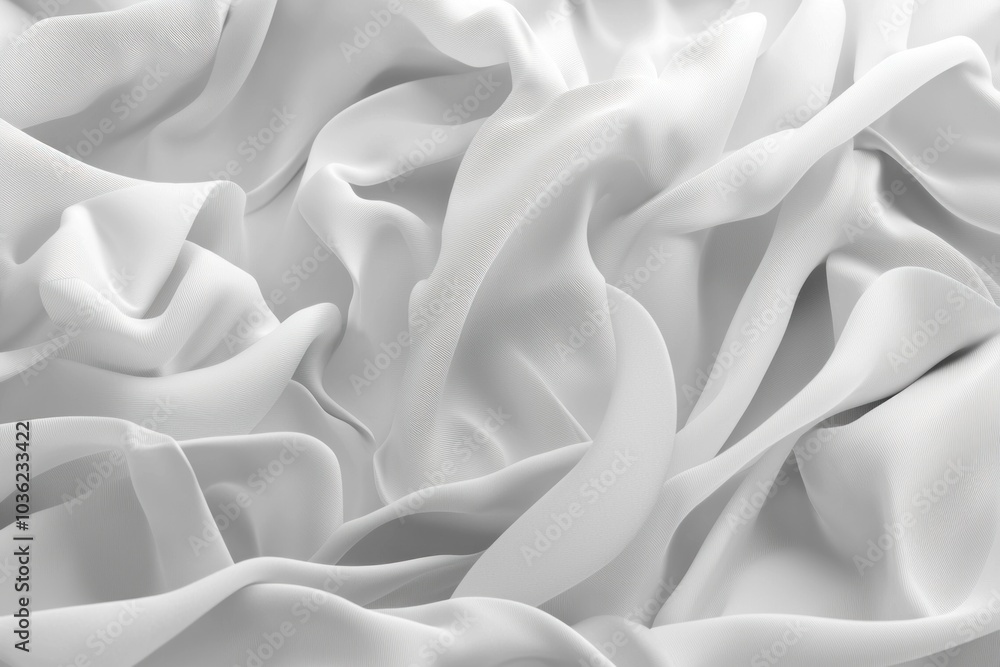 Obraz premium Abstract White Fabric Draped with Soft Waves and Subtle Texture
