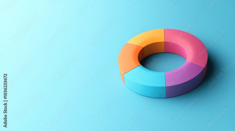 Colorful 3D Chart on Blue Background Colorful 3D Chart on Blue Background