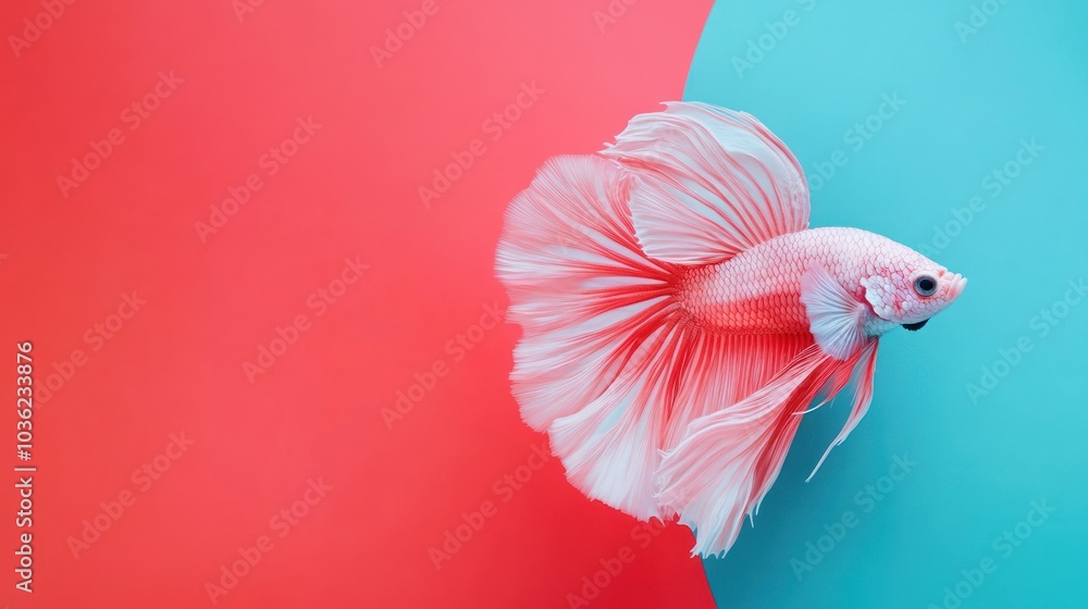 Obraz premium Pink Betta Fish on a Two-toned Background