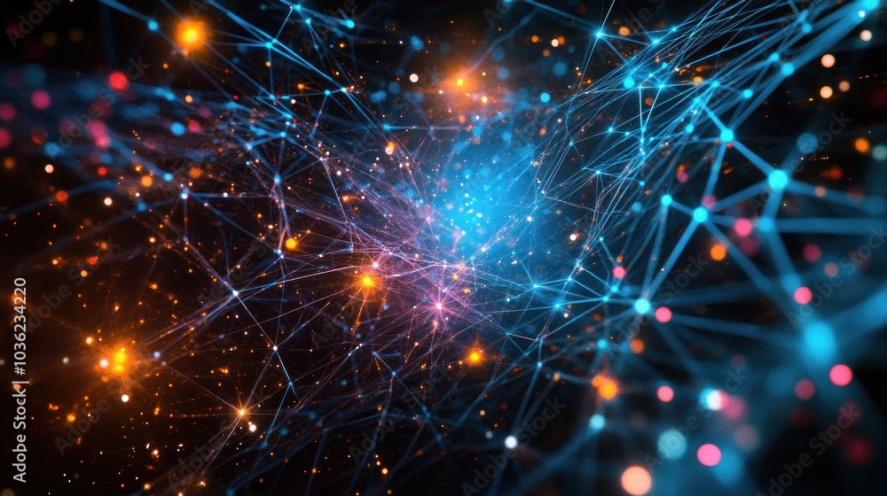 Fototapeta premium Abstract Network Connection with Glowing Points and Lines