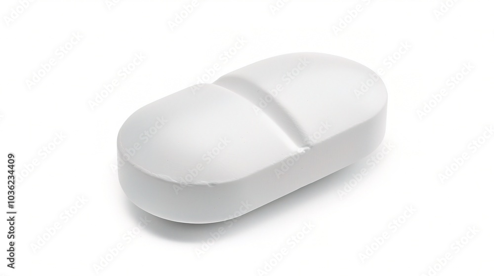 White medicine pill tablet on white background - a symbol of purity and healing. This pristine white pill on an equally white backdrop represents the potential for health and recovery White medicine pill tablet on white background - a symbol of purity and healing. This pristine white pill on an equally white backdrop represents the potential for health and recovery