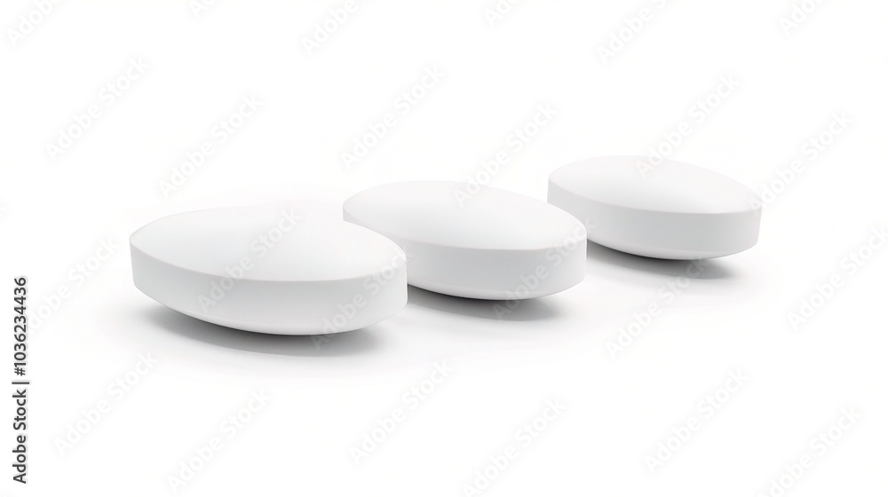 White medicine pill tablet on white background - a symbol of purity and healing. This pristine white pill on an equally white backdrop represents the potential for health and recovery White medicine pill tablet on white background - a symbol of purity and healing. This pristine white pill on an equally white backdrop represents the potential for health and recovery