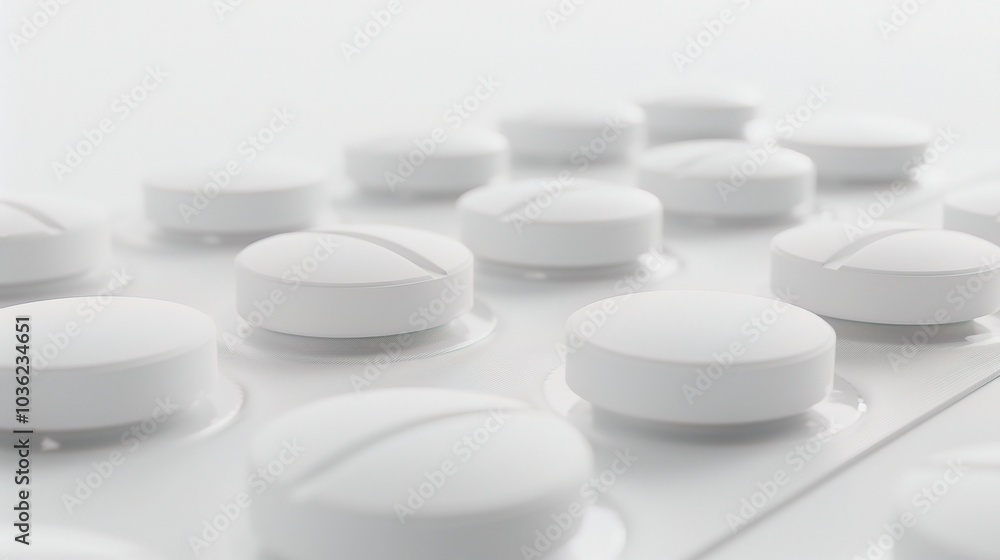 White medicine pill tablet on white background - a symbol of purity and healing. This pristine white pill on an equally white backdrop represents the potential for health and recovery White medicine pill tablet on white background - a symbol of purity and healing. This pristine white pill on an equally white backdrop represents the potential for health and recovery