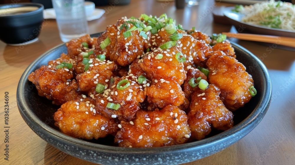 Tasty Spicy Chicken with Sesame Seeds and Green Onions Tasty Spicy Chicken with Sesame Seeds and Green Onions