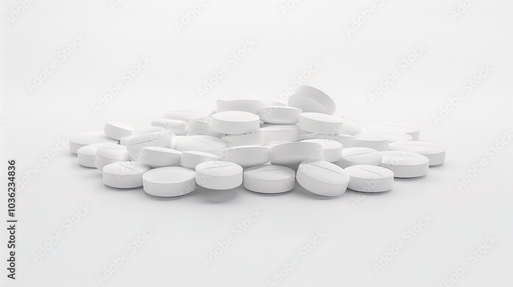 White medicine pill tablet on white background - a symbol of purity and healing. This pristine white pill on an equally white backdrop represents the potential for health and recovery White medicine pill tablet on white background - a symbol of purity and healing. This pristine white pill on an equally white backdrop represents the potential for health and recovery