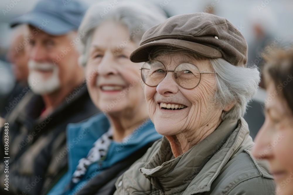 Portrait of a smiling senior woman with her friends in the background Portrait of a smiling senior woman with her friends in the background