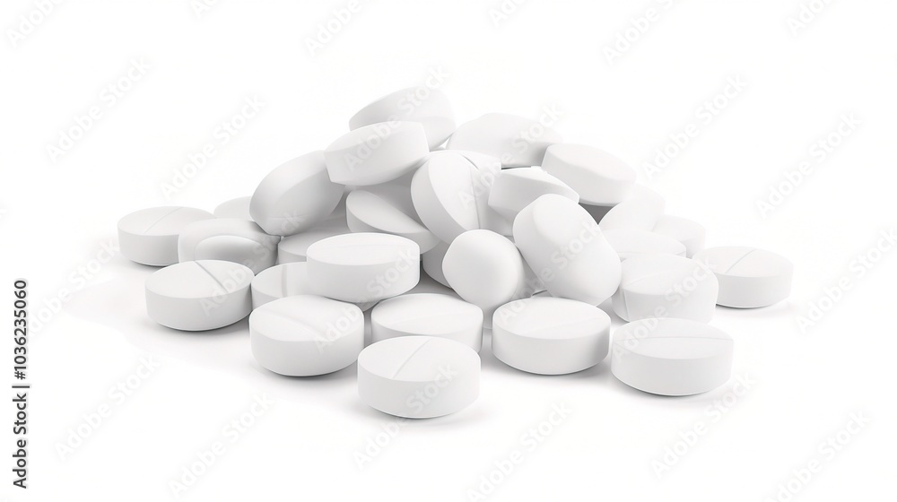 White medicine pill tablet on white background - a symbol of purity and healing. This pristine white pill on an equally white backdrop represents the potential for health and recovery White medicine pill tablet on white background - a symbol of purity and healing. This pristine white pill on an equally white backdrop represents the potential for health and recovery