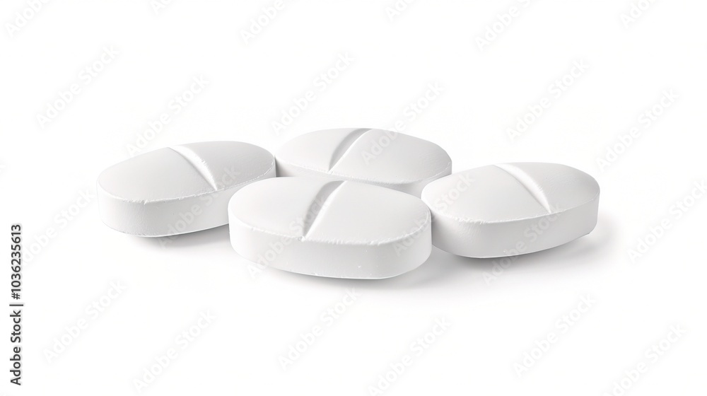 White medicine pill tablet on white background - a symbol of purity and healing. This pristine white pill on an equally white backdrop represents the potential for health and recovery White medicine pill tablet on white background - a symbol of purity and healing. This pristine white pill on an equally white backdrop represents the potential for health and recovery