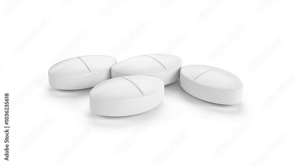 White medicine pill tablet on white background - a symbol of purity and healing. This pristine white pill on an equally white backdrop represents the potential for health and recovery White medicine pill tablet on white background - a symbol of purity and healing. This pristine white pill on an equally white backdrop represents the potential for health and recovery