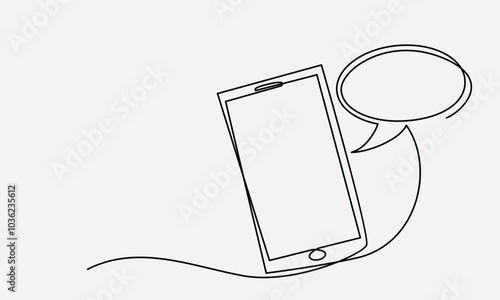 Smartphone drawing vector using continuous single one line art style isolated on white background.