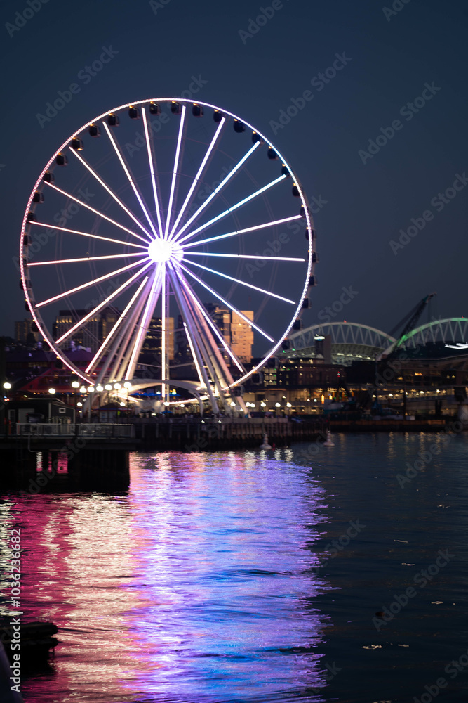 Obraz premium Seattle Great Wheel Reflections