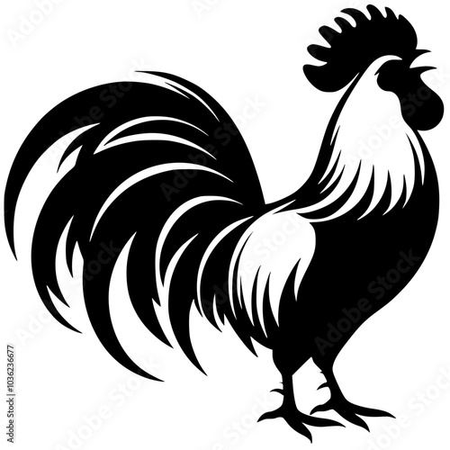 Silhouette of a crowing rooster
