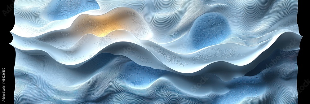 Obraz premium Abstract 3D Blue and White Wavy Pattern with Cracked Texture