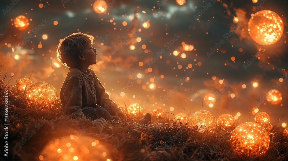 A Child's Dream: Glowing Lights and Imagination A Child's Dream: Glowing Lights and Imagination