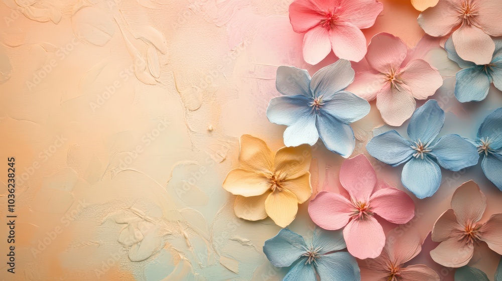 Obraz premium Flowers in pastel colors on a delicate floral background.