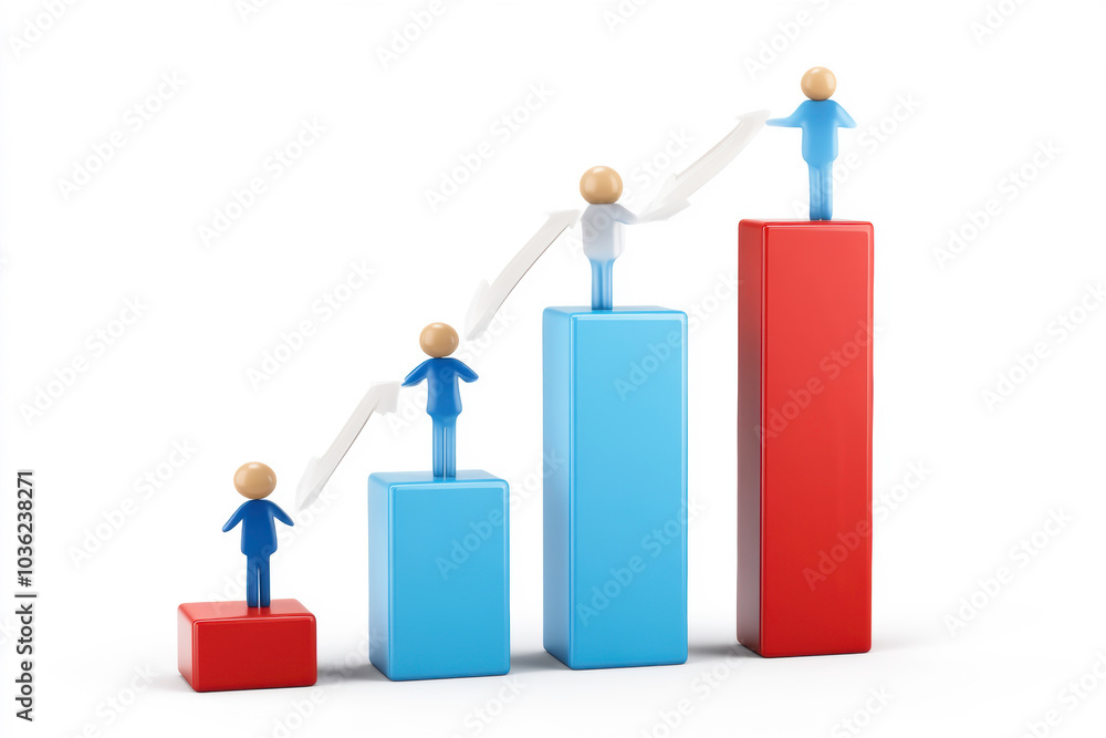 Career Ladder with Characters. 3d illustration. Cartoon characters. Business teamwork concept. Career Ladder with Characters. 3d illustration. Cartoon characters. Business teamwork concept.