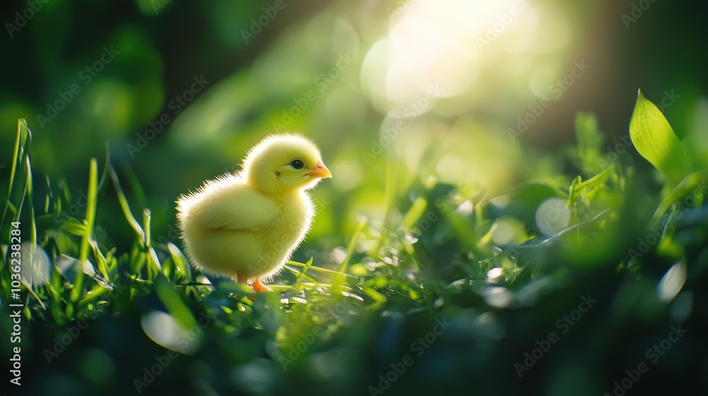 A Tiny Chick in the Grass A Tiny Chick in the Grass