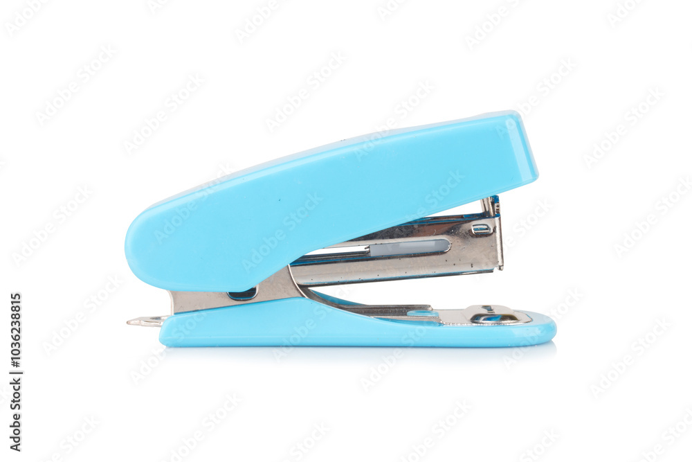 Staples Stapler small blue isolated on white background Staples Stapler small blue isolated on white background