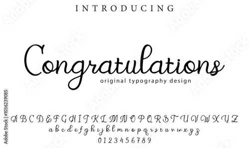 Congratulations Font Stylish brush painted an uppercase vector letters, alphabet, typeface