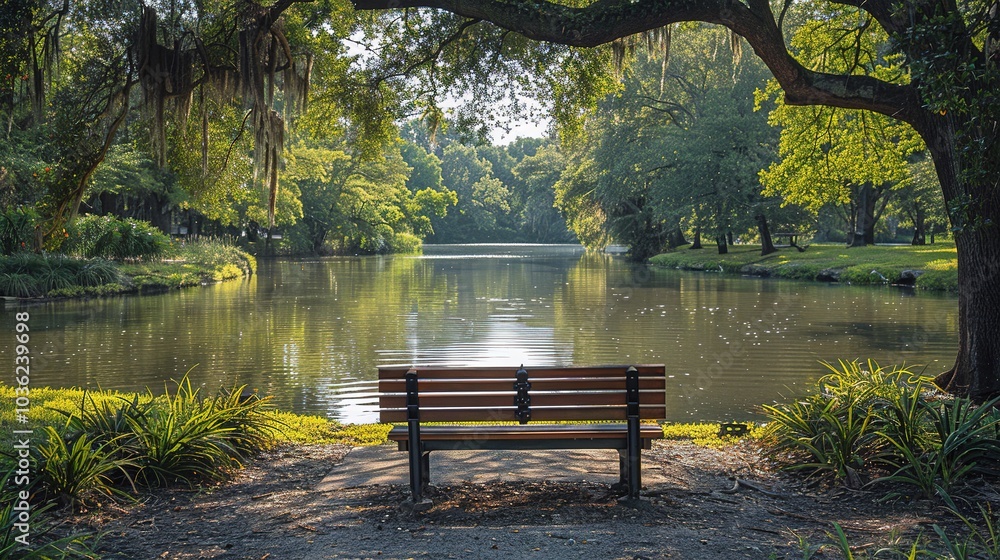 A serene park scene featuring a bench by a tranquil pond surrounded by lush greenery. A serene park scene featuring a bench by a tranquil pond surrounded by lush greenery.