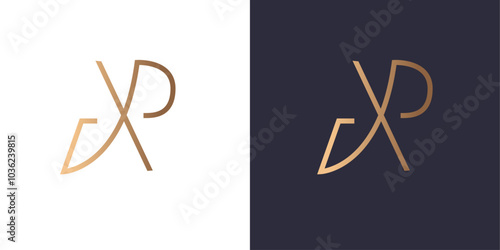 Letter A and P logo monogram, minimal style identity initial logo mark. Golden gradient vector emblem logotype for business cards initials.