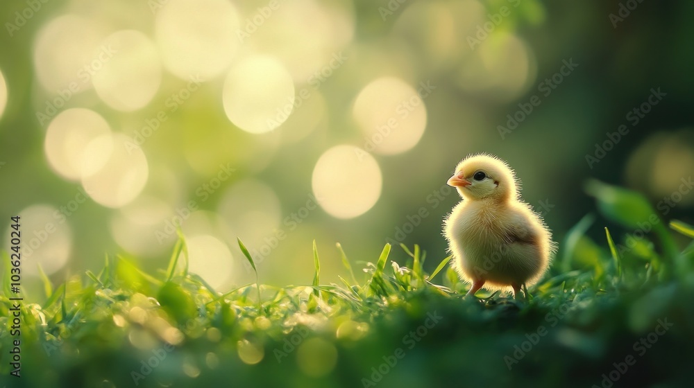A Tiny Chick in a Meadow of Green A Tiny Chick in a Meadow of Green