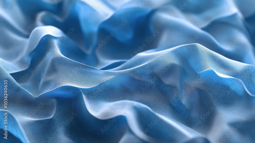 Obraz premium A close-up of soft, wrinkled, blue fabric with a textured surface. Generative AI.